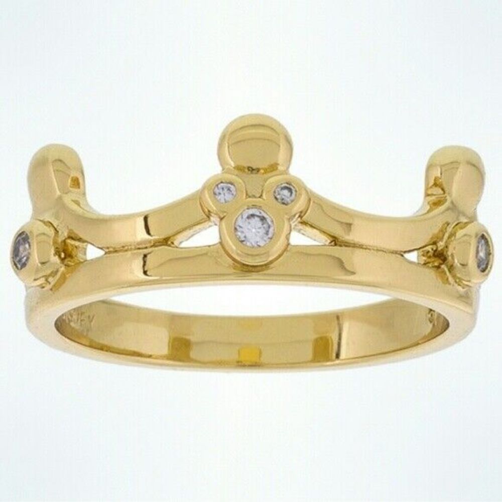 Disney Parks Authentic Mickey Mouse Icon Ring Gold Tone Princess Crown Size 8